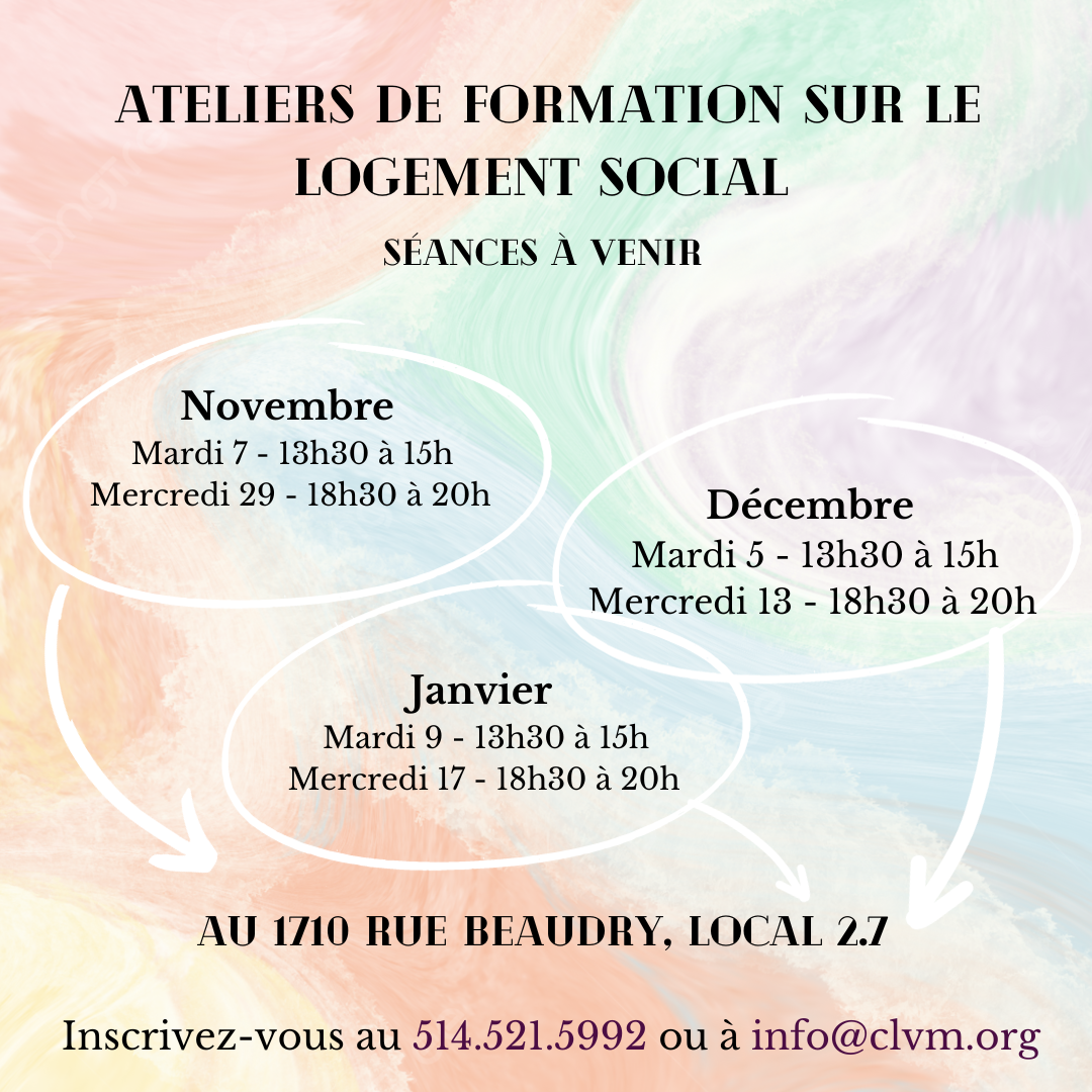 Ateliers de formation sur le logement social Comité logement VilleMarie