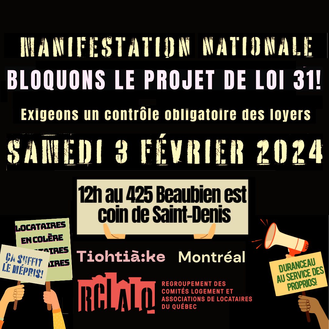 Manifestation nationale contre le PL31 - Comité logement Ville-Marie